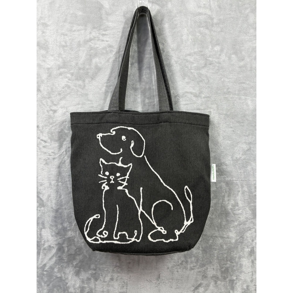 Revolution Fabrics Gray Dog and Cat Embroidered Tote Bag Orange Lining Pet Lover